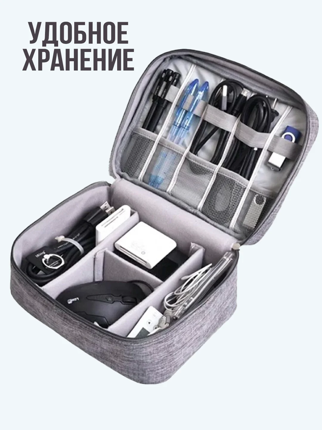 Косметичка-органайзер для проводов, органайзер для кабелей, органайзер для зарядок