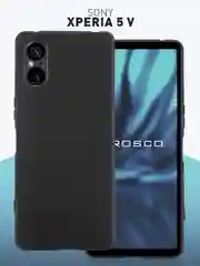 Черный чехол для Sony Xperia 5 V, матовый, ROSCO, силиконовый, тонкий, с бортиком-защитой камер