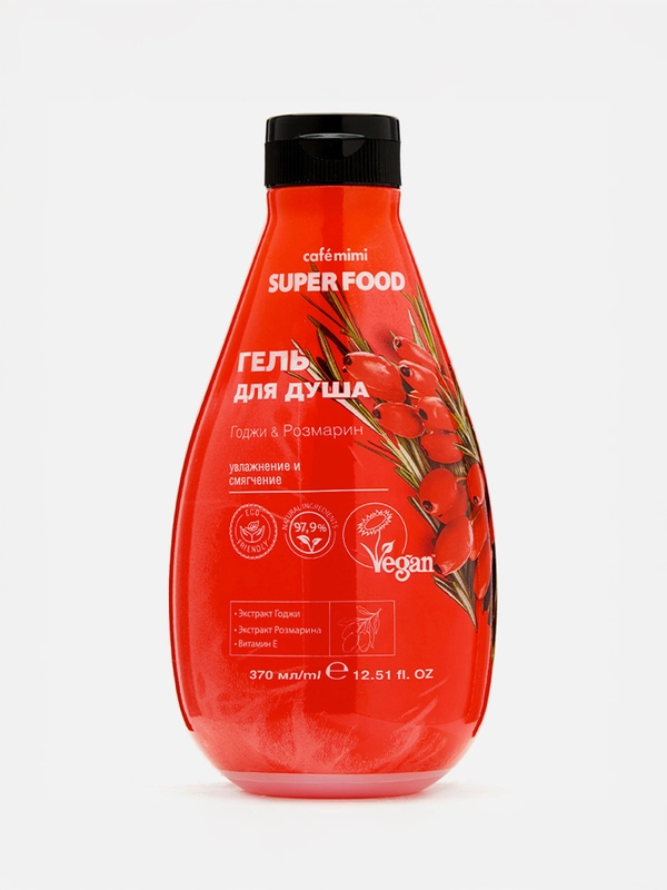 Cafe mimi Super Food  Гель для душа Годжи & Розмарин, 370 мл