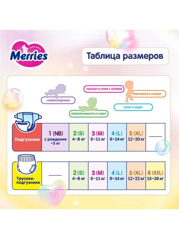 Трусики-подгузники Merries для детей, XXL, 15-28 кг, 26 штук