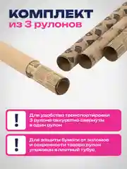 Упаковочная бумага Золотая Сказка, 592063, 70х100 см в рулоне 3 шт для подарков крафтовая