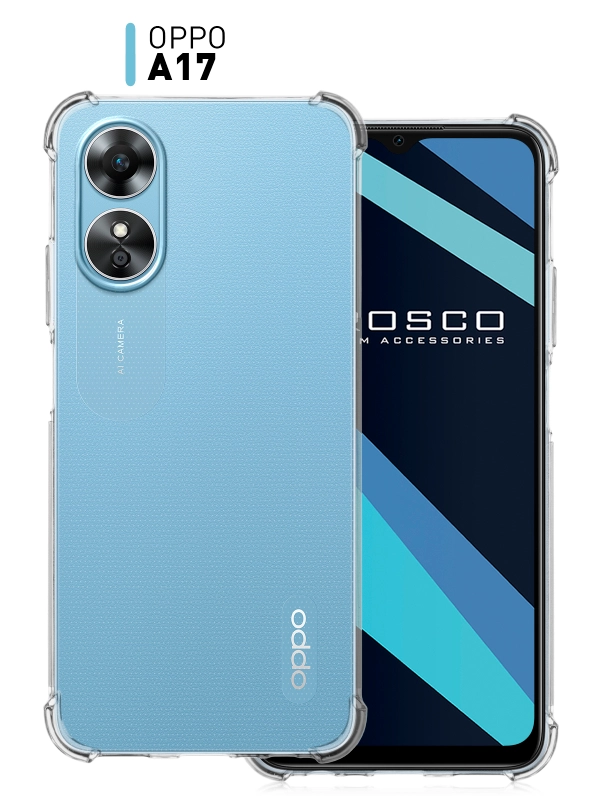 Противоударный чехол ROSCO для Oppo A17, силиконовый, с усиленными углами, прозрачный