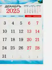 Голубой большой.перекидной настенный календарь на скрепке на 2025 год. более 20 видов