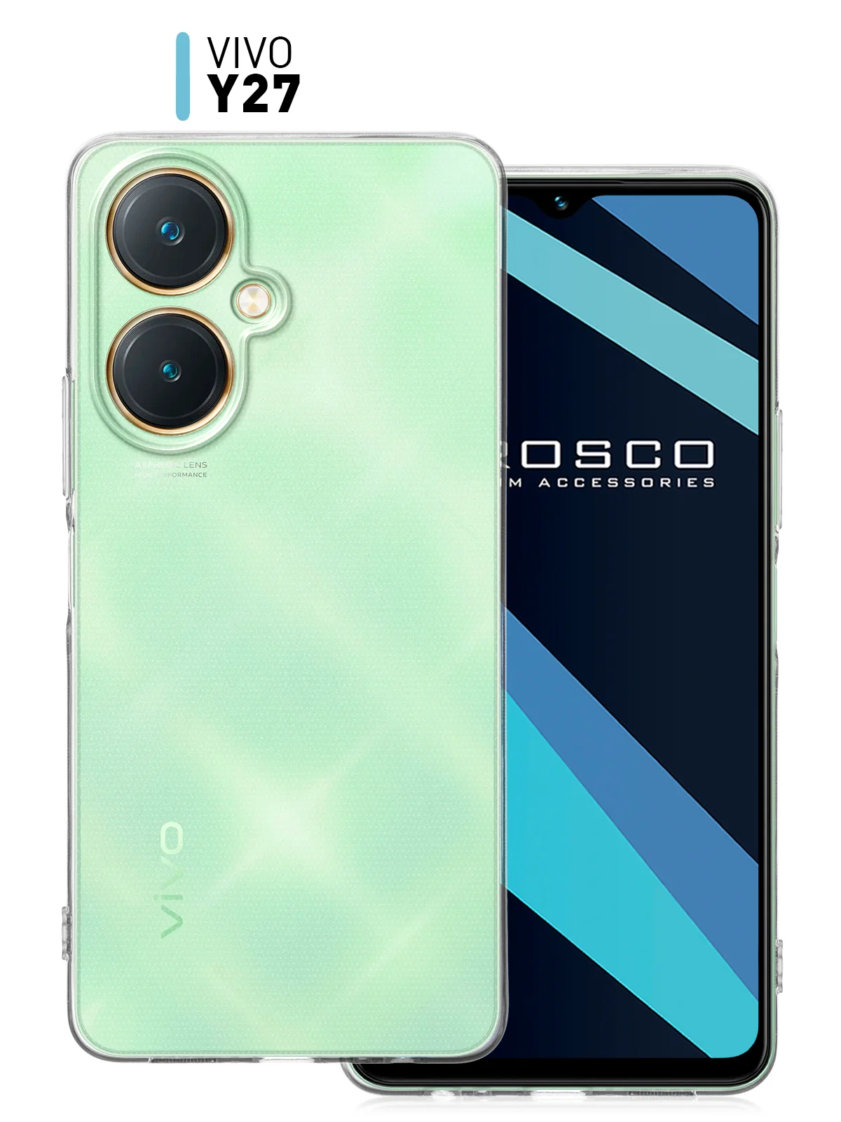 Прозрачный чехол для Vivo Y27, силиконовый, ROSCO, с защитой камер и от прилипания
