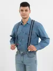 Темно-синий подтяжки мужские, большой размер