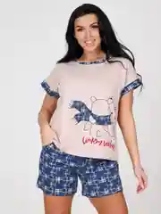 Синий меланж пижама женская с шортами.Ткань-хлопок 95% и лайкра 5%