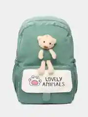 Тёмно-зелёный рюкзак детский с игрушкой