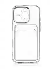 Прозрачный чехол для iPhone 16 Pro силиконовый Rosco с карманом для карт, защитой камер, картхолдер