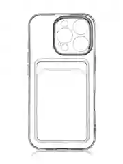 Прозрачный чехол для iPhone 16 Pro силиконовый Rosco с карманом для карт, защитой камер, картхолдер