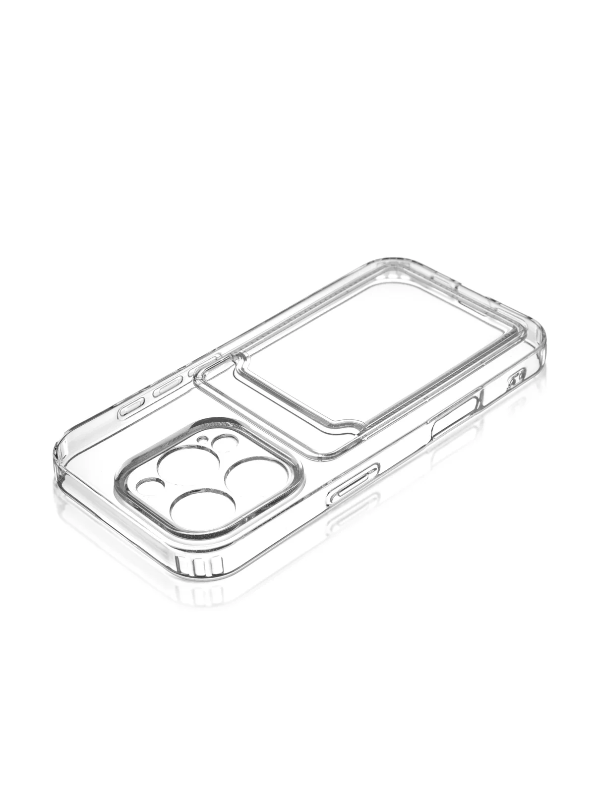 Прозрачный чехол для iPhone 16 Pro силиконовый Rosco с карманом для карт, защитой камер, картхолдер