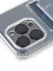 Прозрачный чехол для iPhone 16 Pro силиконовый Rosco с карманом для карт, защитой камер, картхолдер