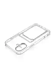 Прозрачный чехол для iPhone 16 Plus силиконовый ROSCO с карманом для карт, защитой камер, картхолдер