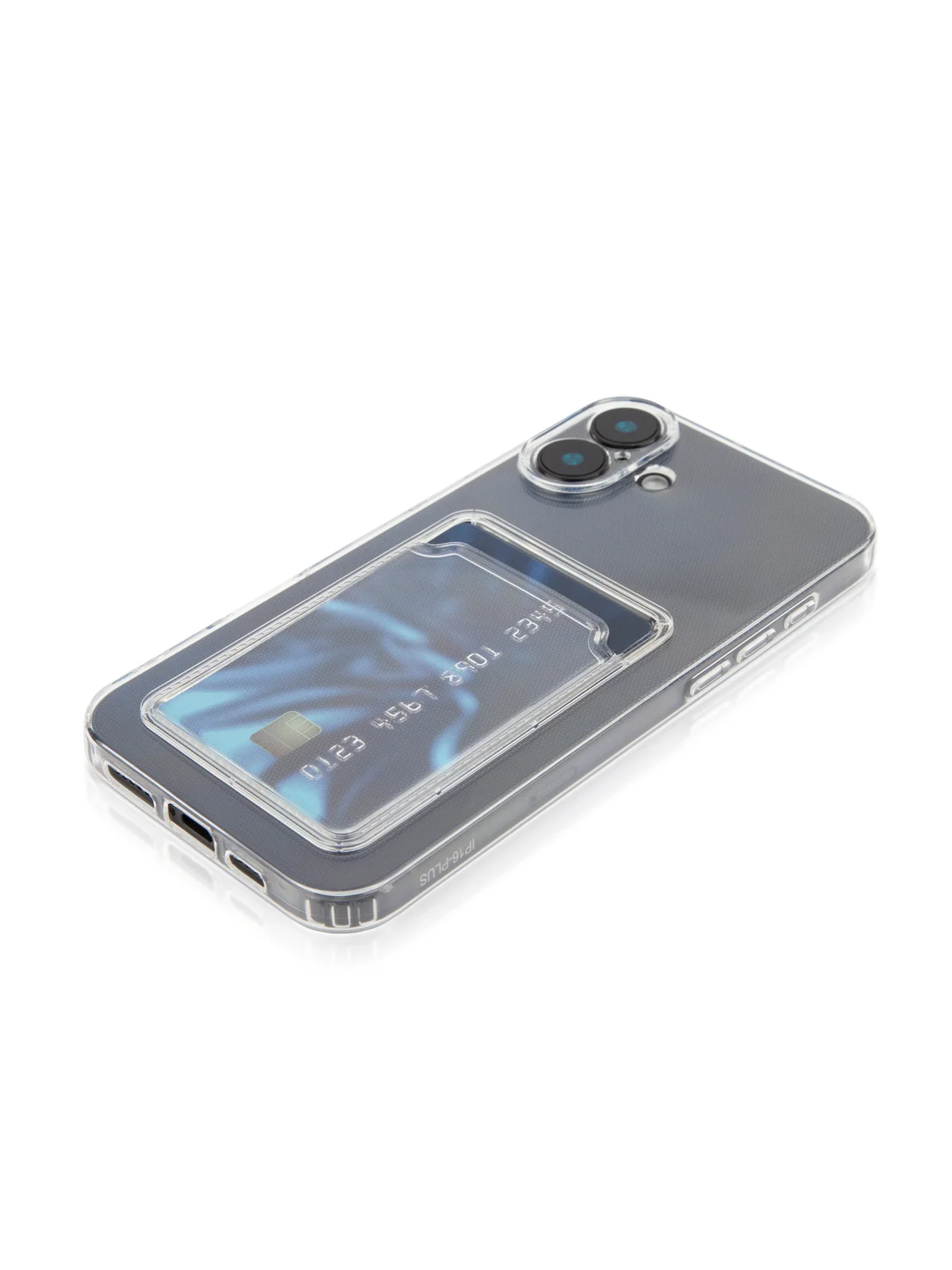 Прозрачный чехол для iPhone 16 Plus силиконовый ROSCO с карманом для карт, защитой камер, картхолдер