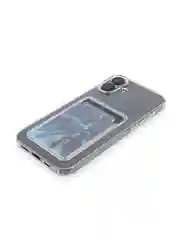 Прозрачный чехол для iPhone 16 Plus силиконовый ROSCO с карманом для карт, защитой камер, картхолдер