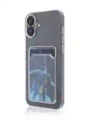 Прозрачный чехол для iPhone 16 Plus силиконовый ROSCO с карманом для карт, защитой камер, картхолдер