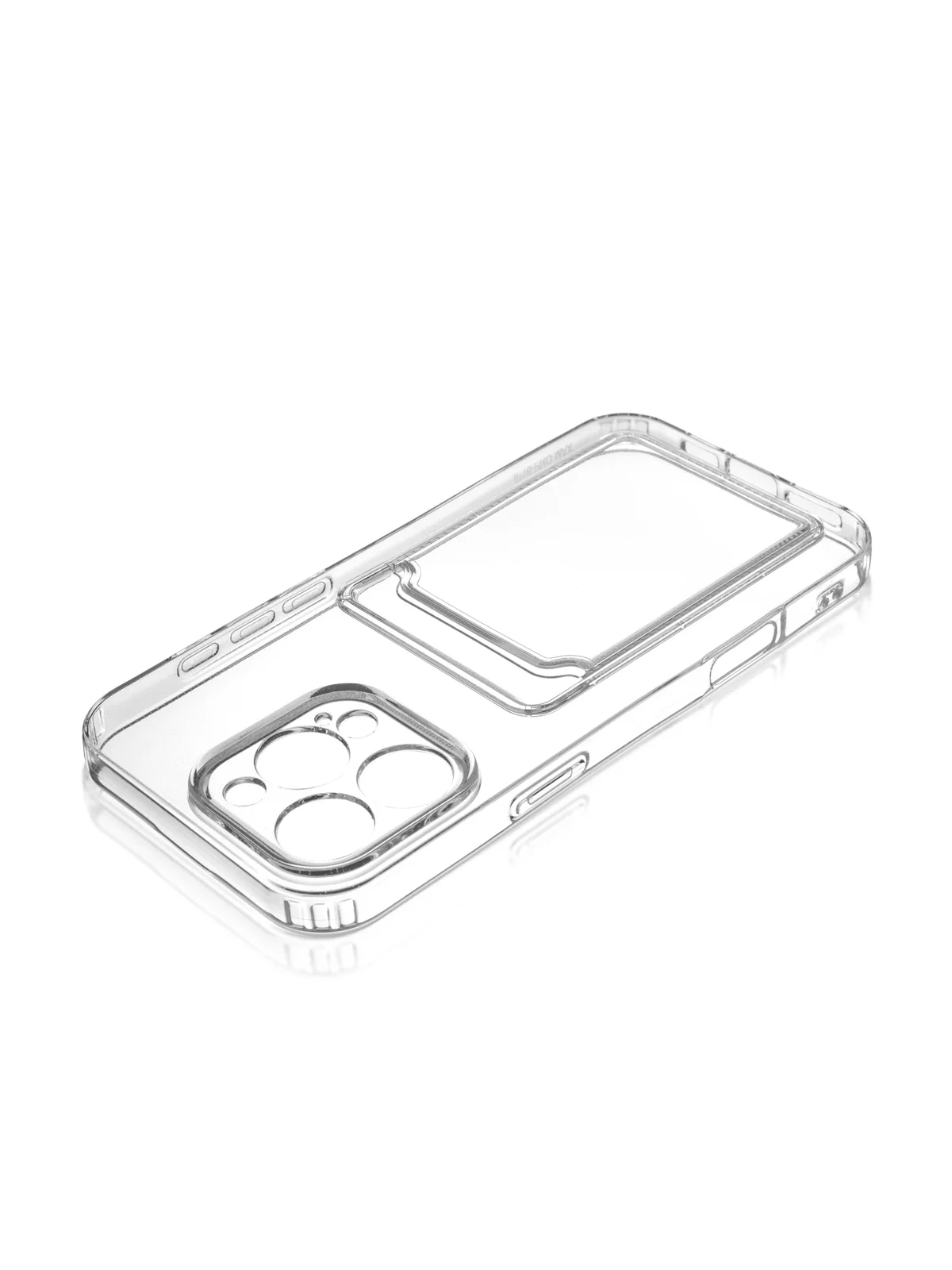 Прозрачный чехол для iPhone 16 Pro Max силиконовый ROSCO с карманом для карт защитой камер картхолдер
