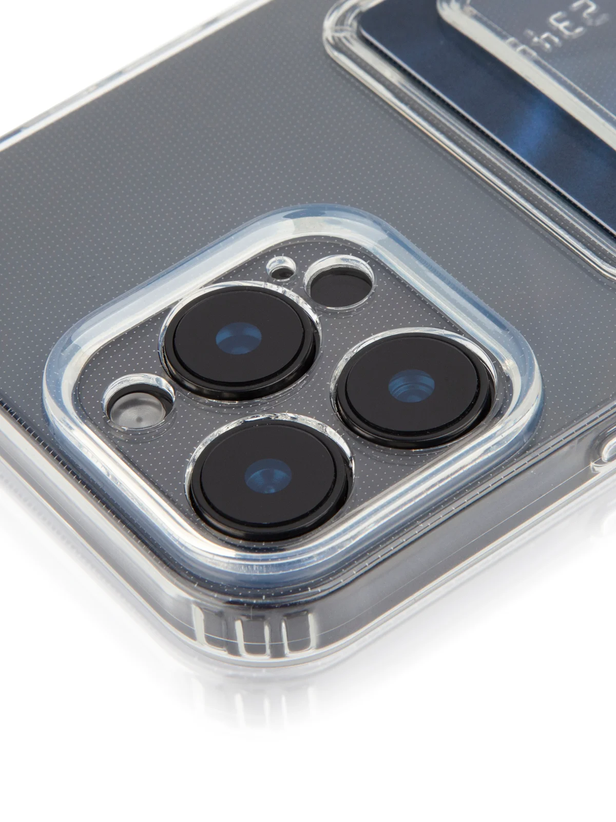 Прозрачный чехол для iPhone 16 Pro Max силиконовый ROSCO с карманом для карт защитой камер картхолдер