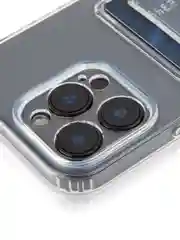Прозрачный чехол для iPhone 16 Pro Max силиконовый ROSCO с карманом для карт защитой камер картхолдер