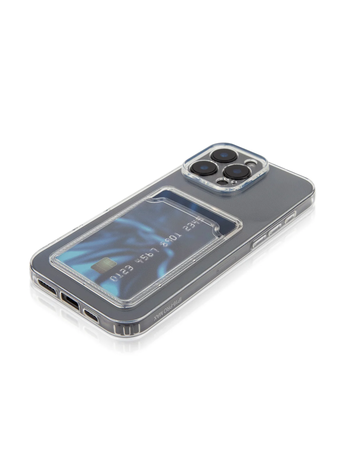 Прозрачный чехол для iPhone 16 Pro Max силиконовый ROSCO с карманом для карт защитой камер картхолдер