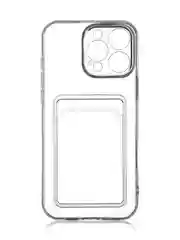 Прозрачный чехол для iPhone 16 Pro Max силиконовый ROSCO с карманом для карт защитой камер картхолдер