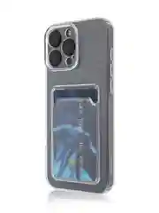 Прозрачный чехол для iPhone 16 Pro Max силиконовый ROSCO с карманом для карт защитой камер картхолдер