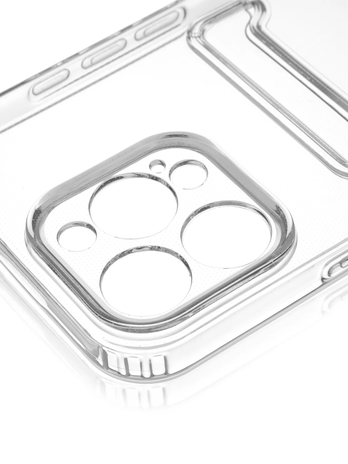 Прозрачный чехол для iPhone 16 Pro Max силиконовый ROSCO с карманом для карт защитой камер картхолдер