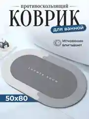 Тёмно-серый коврик для ванной комнаты и бани, быстросохнущий, противоскользящий