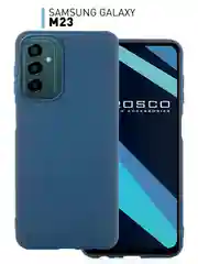 Синий чехол для Samsung Galaxy M23 силиконовый ROSCO матовый тонкий с бортиком-защитой камер