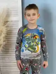 Детскаая пижама для мальчика,домашний комплект с красочным принтом