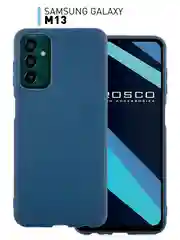 Синий чехол ROSCO для Samsung Galaxy M13, матовый, силиконовый, бортик вокруг камер