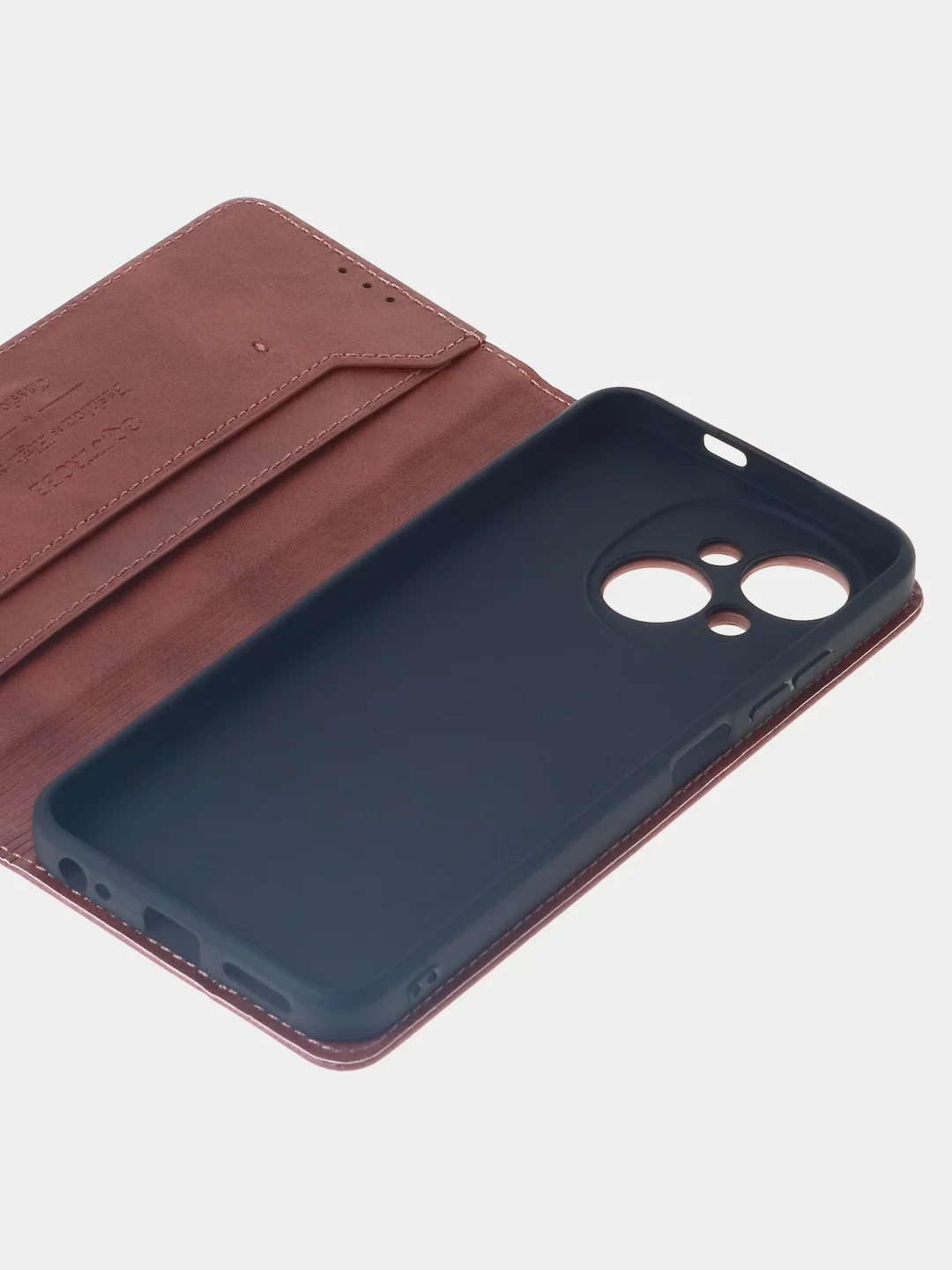 Коричневый чехол-книжка для Tecno Spark GO1 / Tecno Spark GO 2025 из высококачественной кожи