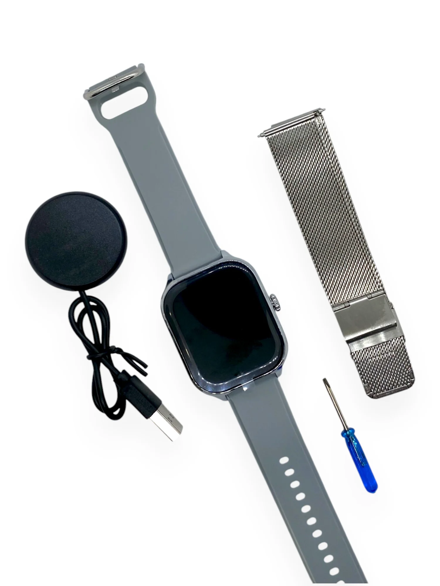 Серый умные часы, Smart Watch 9 серии, с поддержкой звонков и смс, с дополнительным ремешком