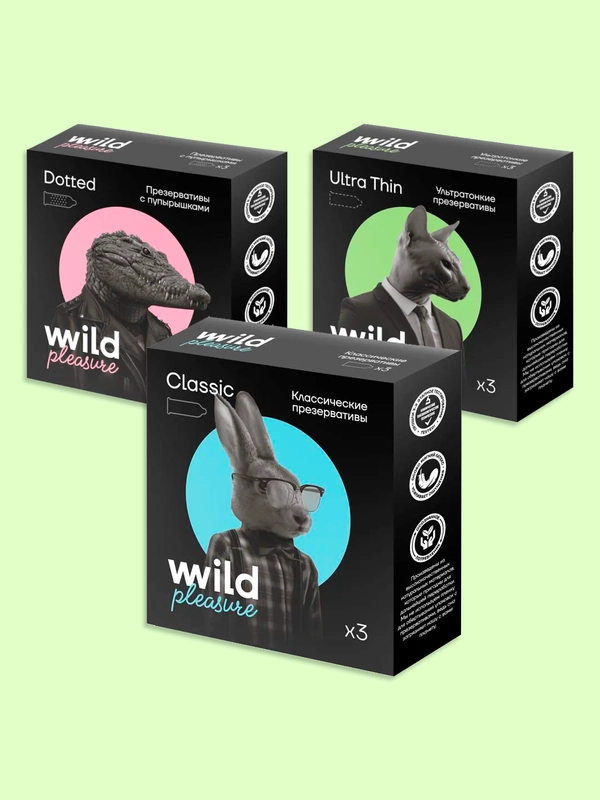 Презервативы латексные Wild Pleasure, 3 шт, Classic / Ultra Thin / Dotted