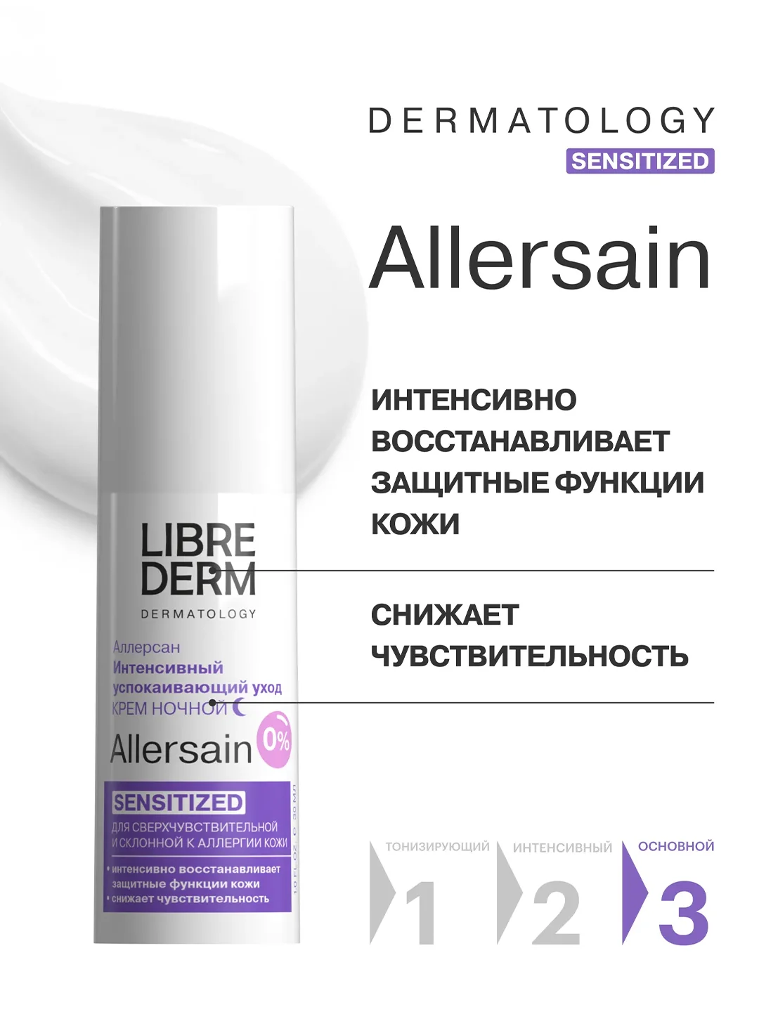 LIBREDERM ALLERSAIN крем интенсивный успокаивающий уход ночной для кожи лица30 мл