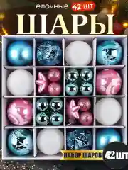 Бирюзовый елочные игрушки, набор шаров на елку, елочные шары, новогодние шары