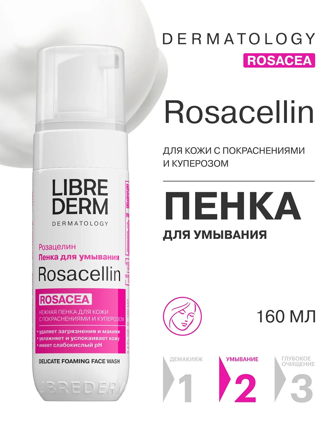 LIBREDERM ROSACELLIN пенка нежная для умывания 160 мл