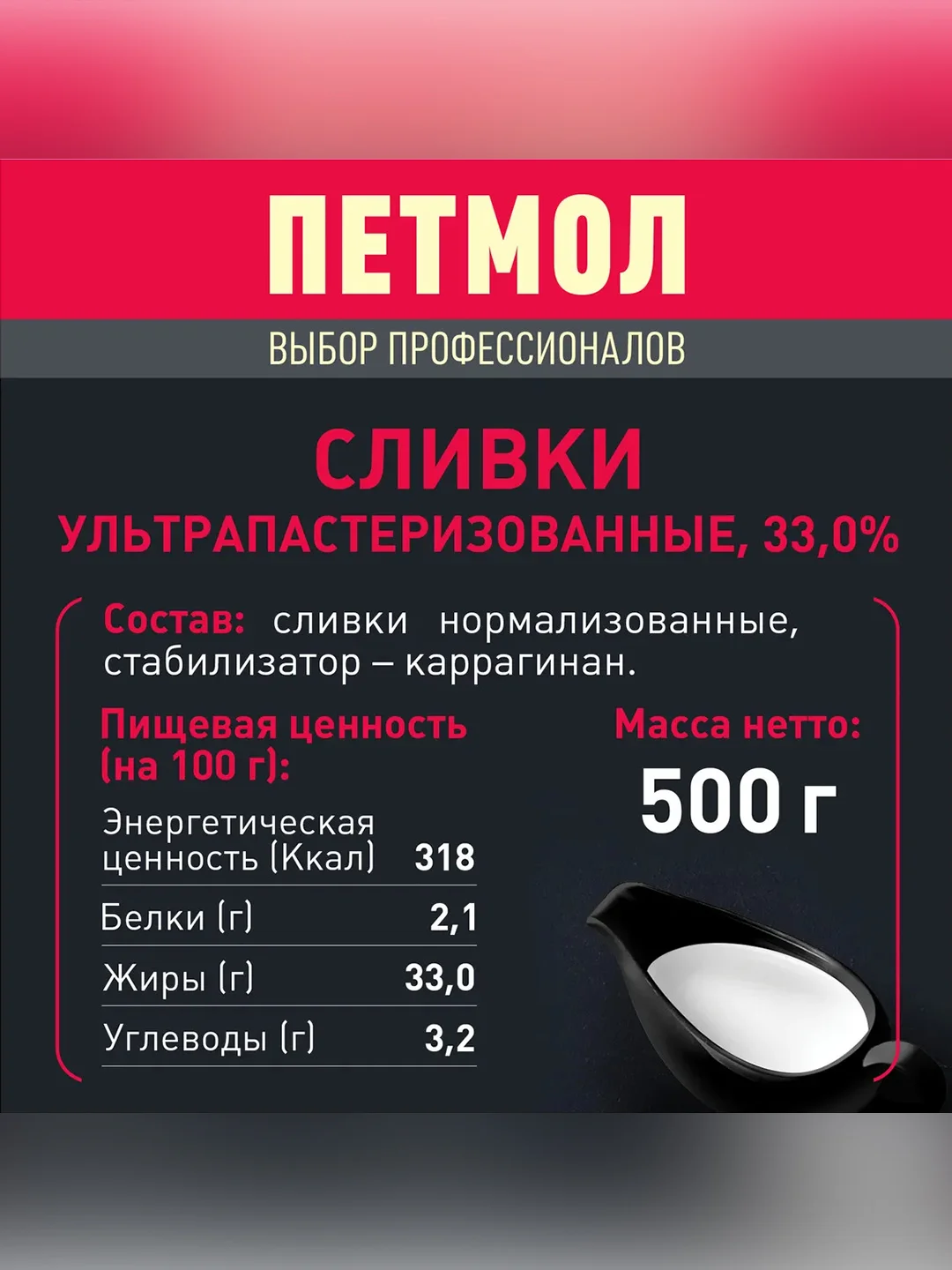 Сливки Петмол ультрапастеризованные 33% 500мл