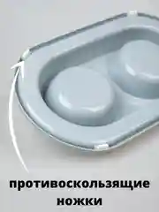 Серый миска для животных, кошек и собак двойная на подставке / поилка для кошек