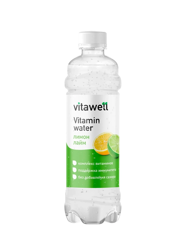Напиток слабогазированный Fitness Food Factory "Vitawell", лимон-лайм, б/а, 500мл