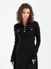 Черный женское платье в рубчик