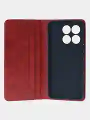 Красный чехол-книжка для Xiaomi 14T (5G) из высококачественной искусственной кожи