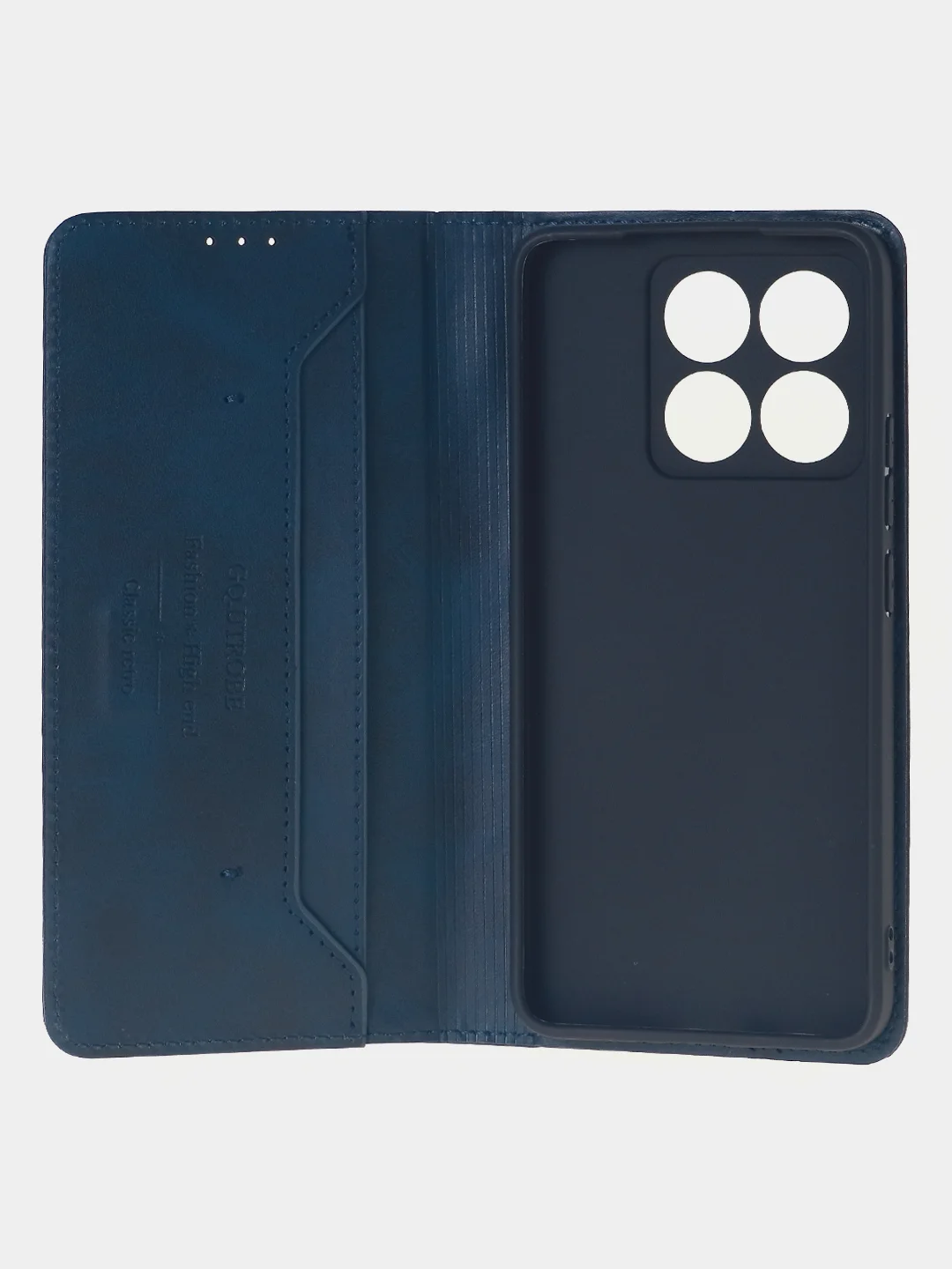 Синий чехол-книжка для Xiaomi 14T (5G) из высококачественной искусственной кожи
