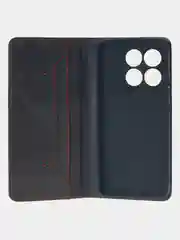Черный чехол-книжка для Xiaomi 14T (5G) из высококачественной искусственной кожи
