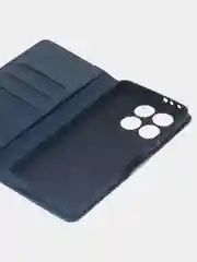 Темно-синий чехол-книжка для Xiaomi 14T (5G) из высококачественной искусственной кожи
