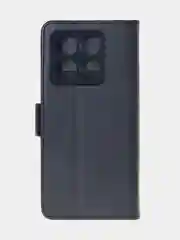 Угольный чехол-книжка для Xiaomi 14T (5G) из высококачественной искусственной кожи