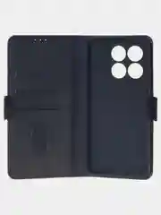 Угольный чехол-книжка для Xiaomi 14T (5G) из высококачественной искусственной кожи