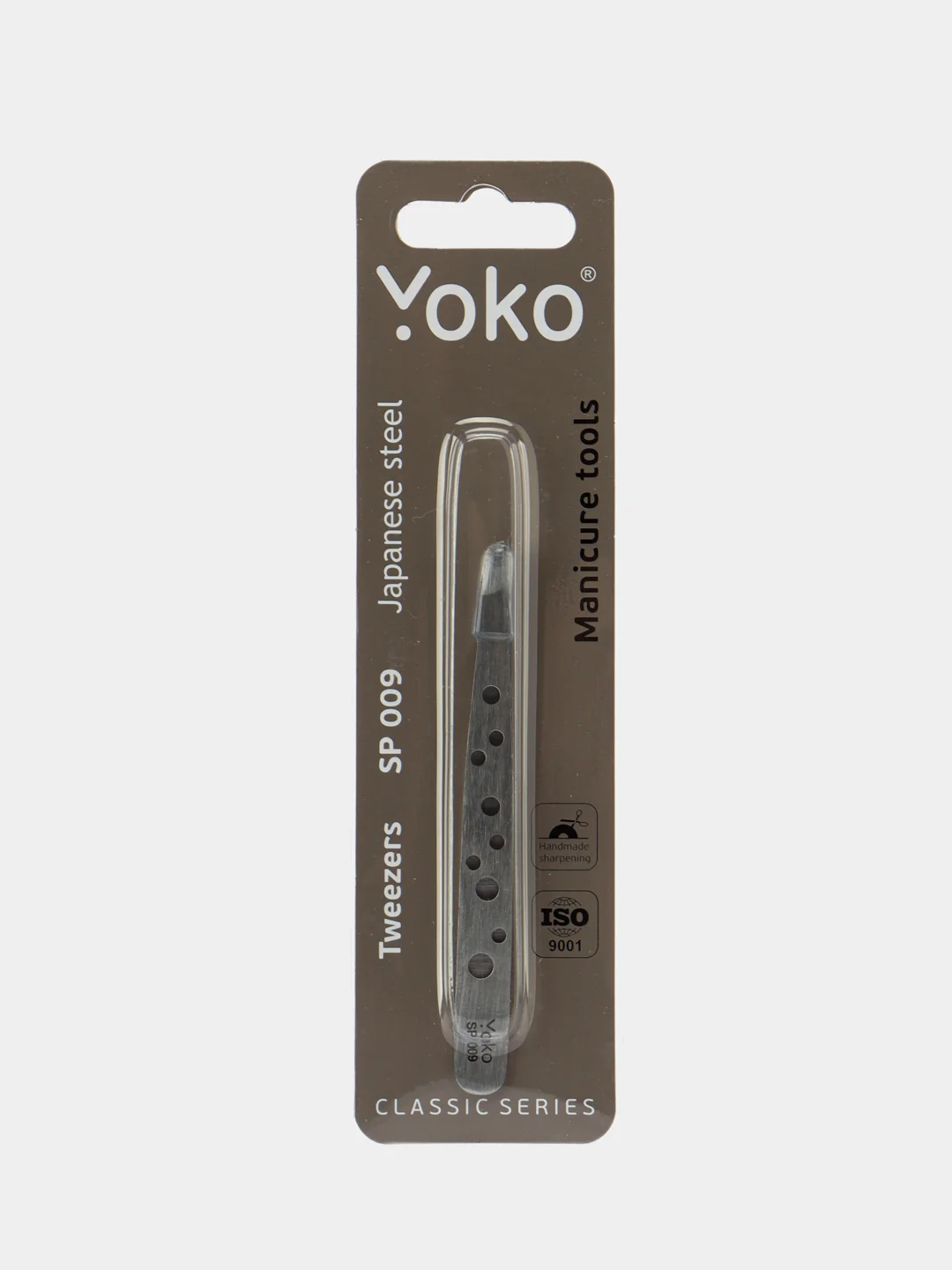 Пинцет для бровей и ресниц YOKO SP 009 японская сталь, скошенный, матовый, длина 95 мм