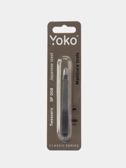 Пинцет для бровей и ресниц YOKO SP 008 японская сталь, скошенный, матовый, длина 95 мм