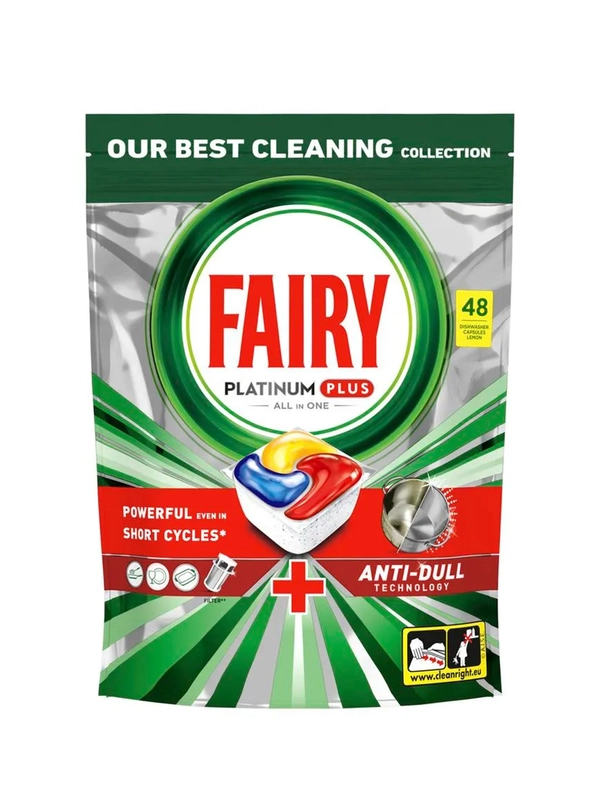 Капсулы для посудомоечной машины Fairy Platinum Plus All in One Лимон, 48 шт.