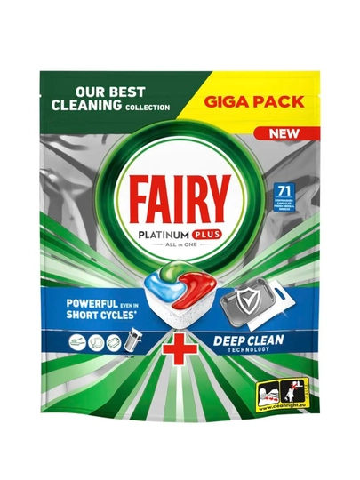 Капсулы для Посудомоечной Машины Fairy Platinum Plus Все-В-Одном Свежесть трав, 71 штука